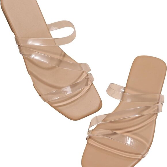 Women's Clear Jelly Flat Sandals Bikini Slides Open Toe Casual Summer Shoes - Picture 1 of 5